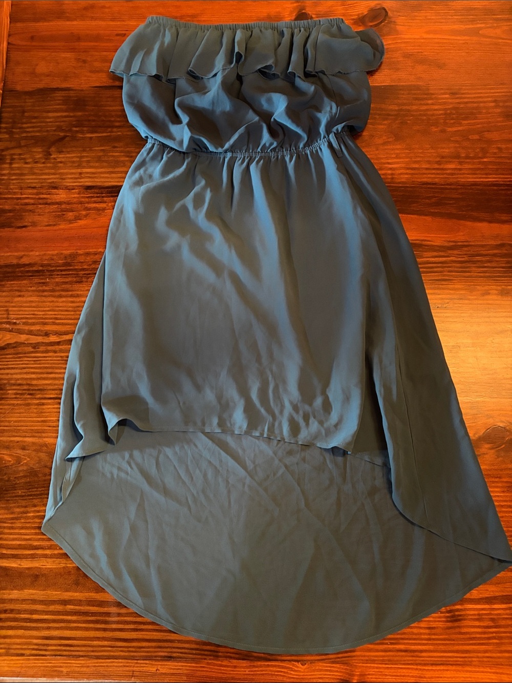 Teal Strapless High Low Dress